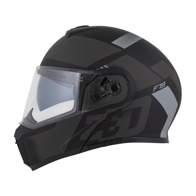 Casca de motocicleta rabatabila ZED F19 negru-gri mat