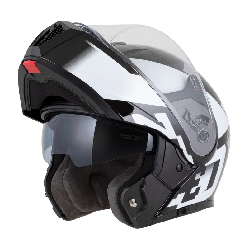 Casca de motocicleta rabatabila ZED F19 negru-alb-gri