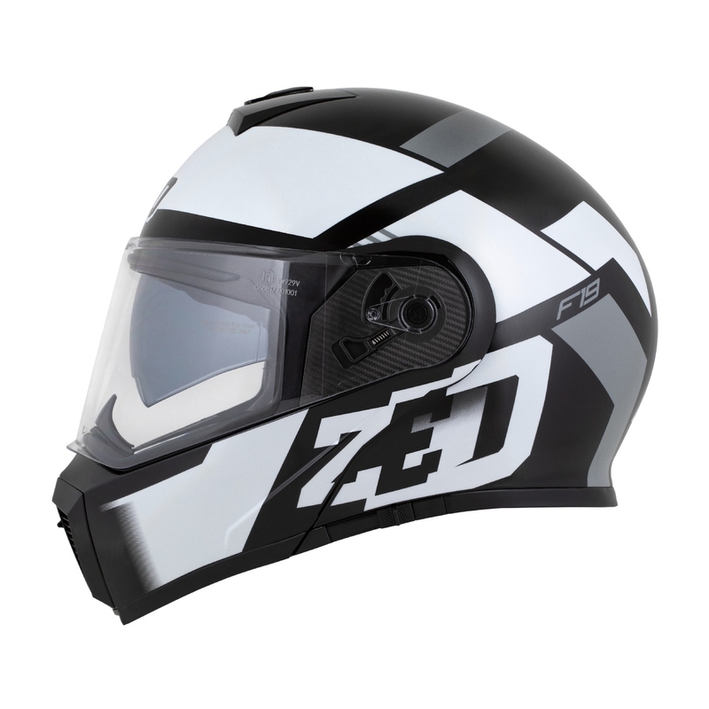 Casca de motocicleta rabatabila ZED F19 negru-alb-gri