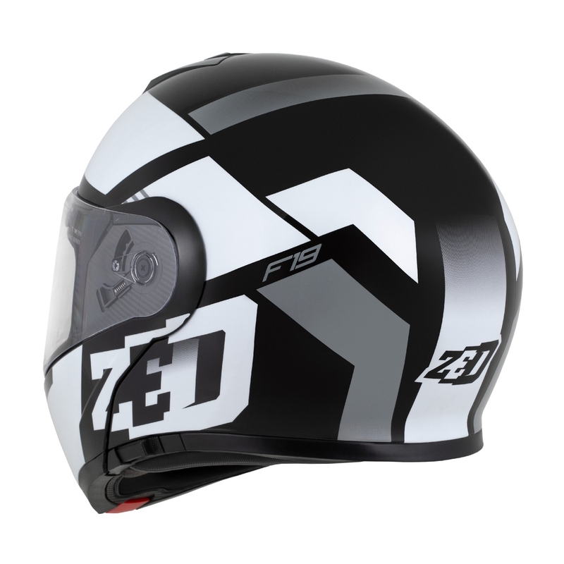 Casca de motocicleta rabatabila ZED F19 negru-alb-gri