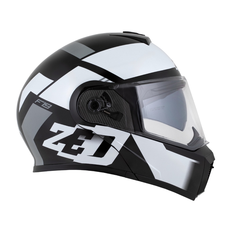 Casca de motocicleta rabatabila ZED F19 negru-alb-gri