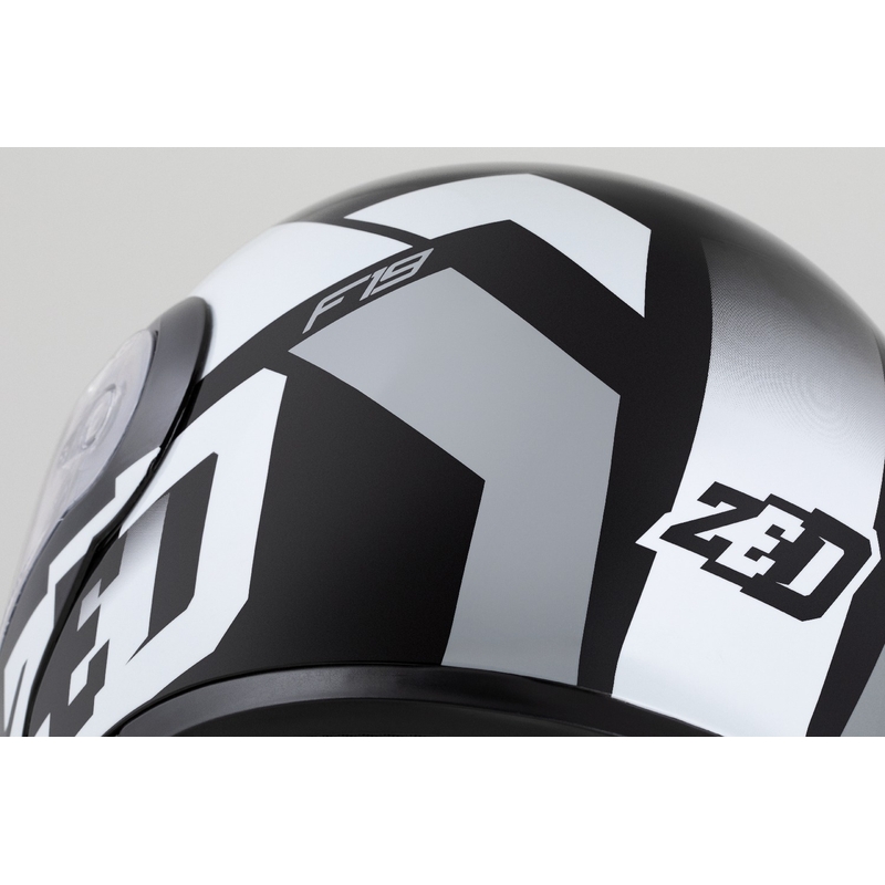 Casca de motocicleta rabatabila ZED F19 negru-alb-gri