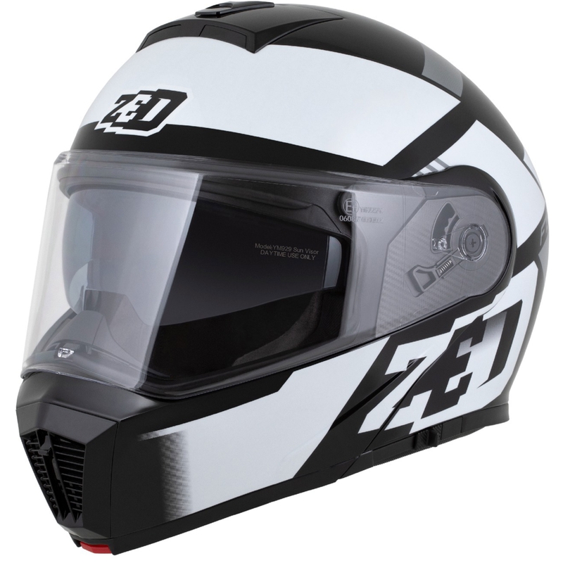 Casca de motocicleta rabatabila ZED F19 negru-alb-gri