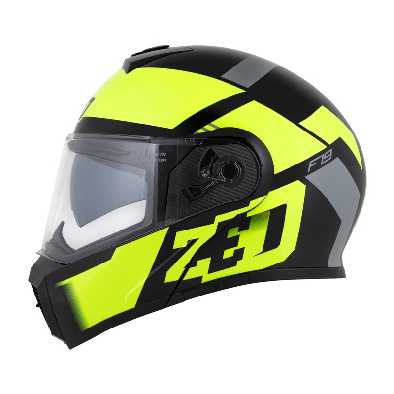 Casca de motocicleta rabatabila ZED F19 negru-galben fluo