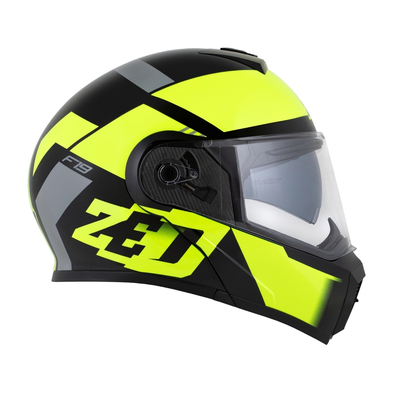 Casca de motocicleta rabatabila ZED F19 negru-galben fluo