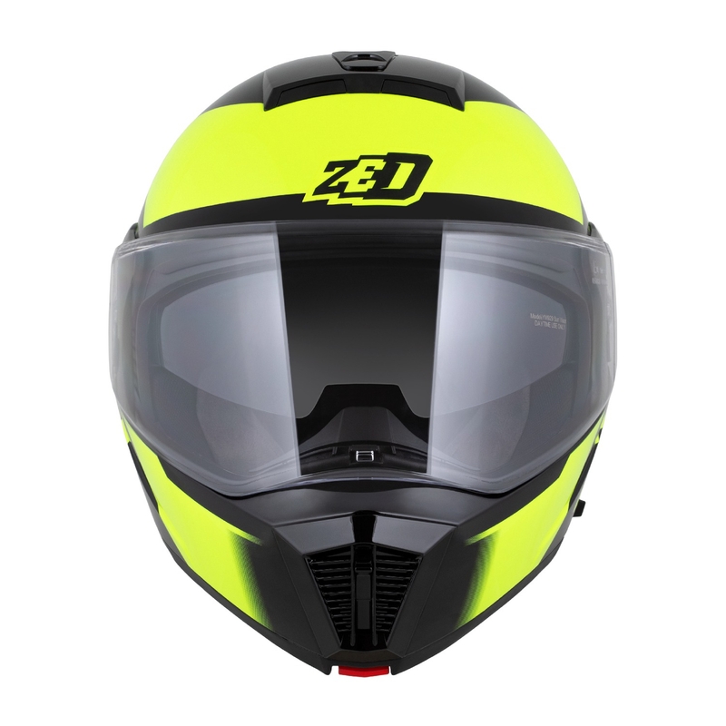 Casca de motocicleta rabatabila ZED F19 negru-galben fluo