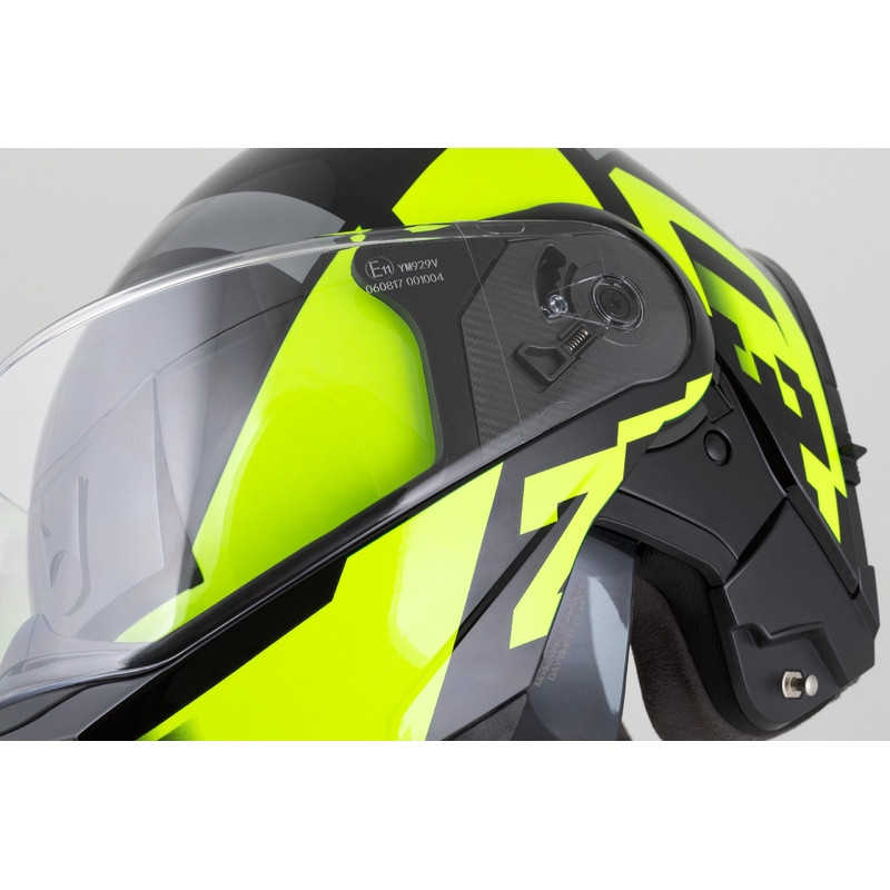 Casca de motocicleta rabatabila ZED F19 negru-galben fluo