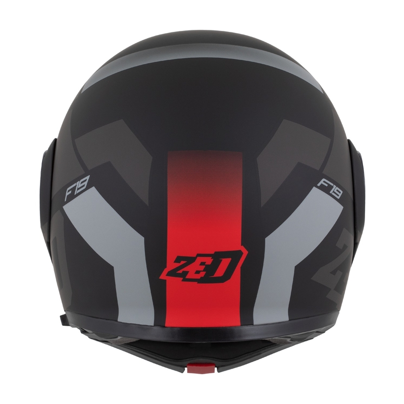 Casca de motocicleta rabatabila ZED F19 negru mat-rosu fluor-gri