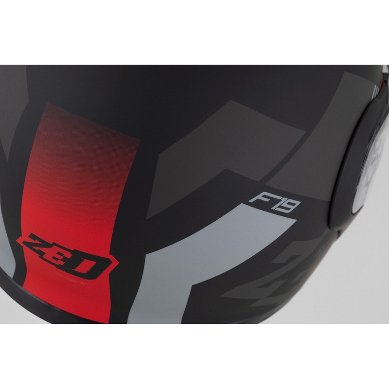 Casca de motocicleta rabatabila ZED F19 negru mat-rosu fluor-gri