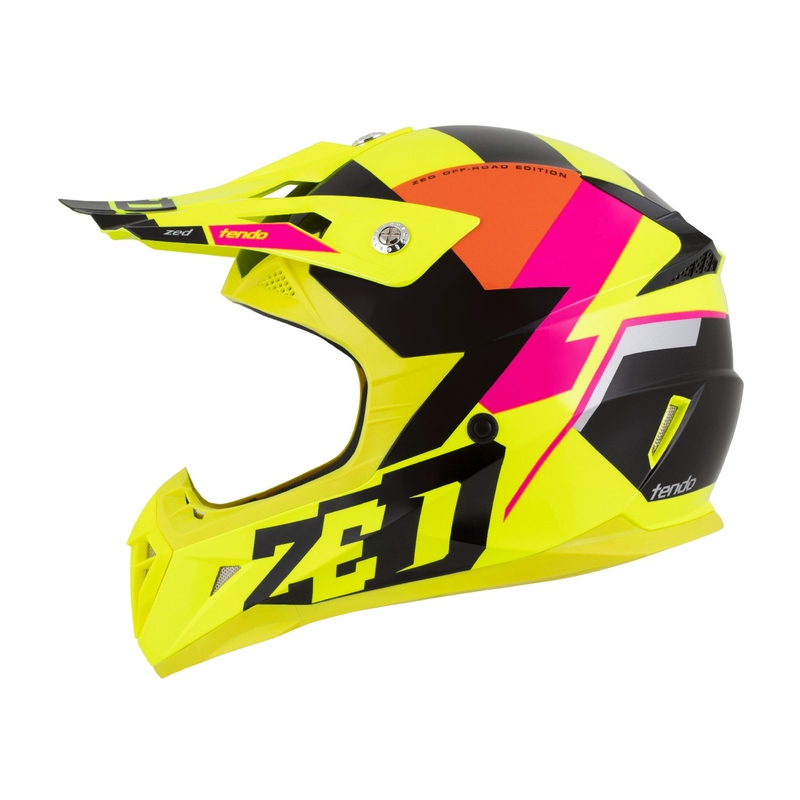 Casca motocross copii ZED X1.9 Tendo galben fluo-roz-portocaliu-negru