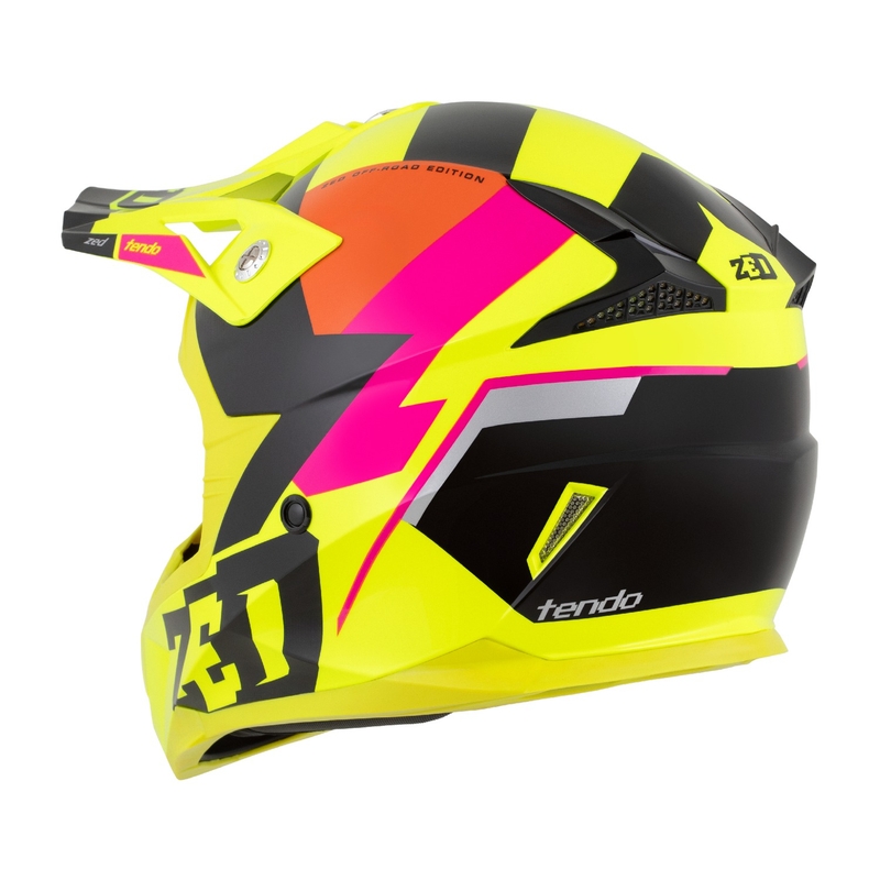 Casca motocross copii ZED X1.9 Tendo galben fluo-roz-portocaliu-negru