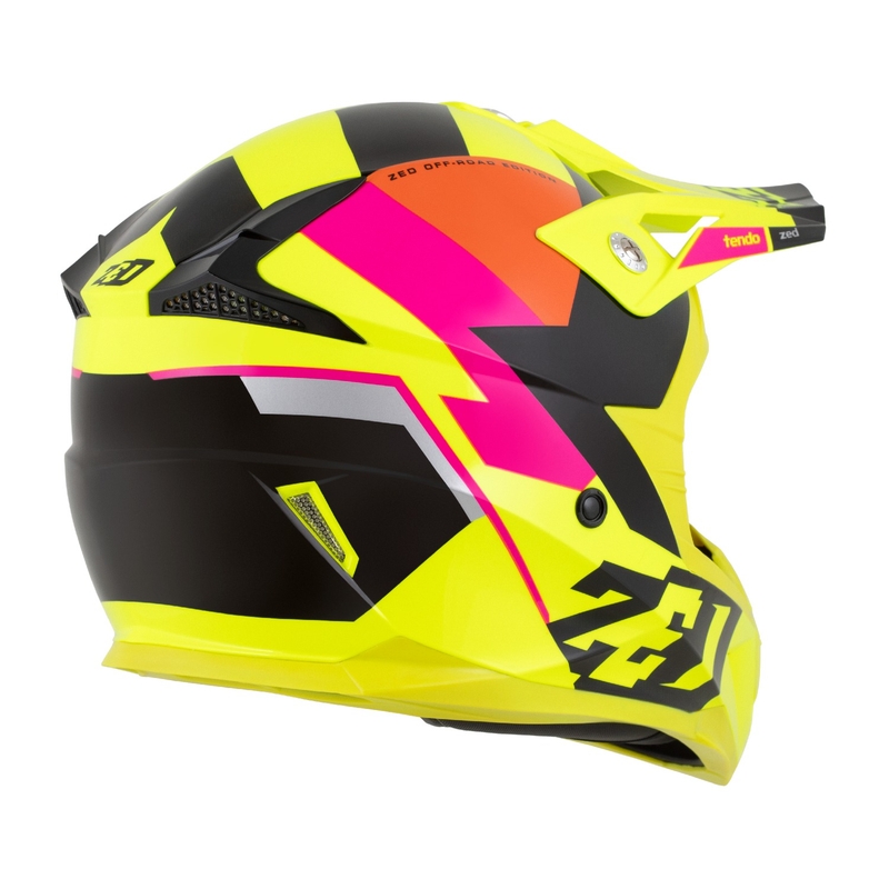 Casca motocross copii ZED X1.9 Tendo galben fluo-roz-portocaliu-negru