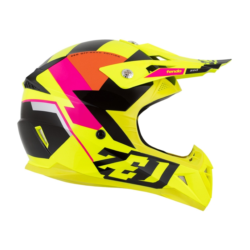 Casca motocross copii ZED X1.9 Tendo galben fluo-roz-portocaliu-negru