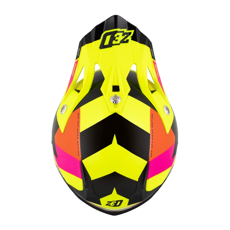 Casca motocross copii ZED X1.9 Tendo galben fluo-roz-portocaliu-negru