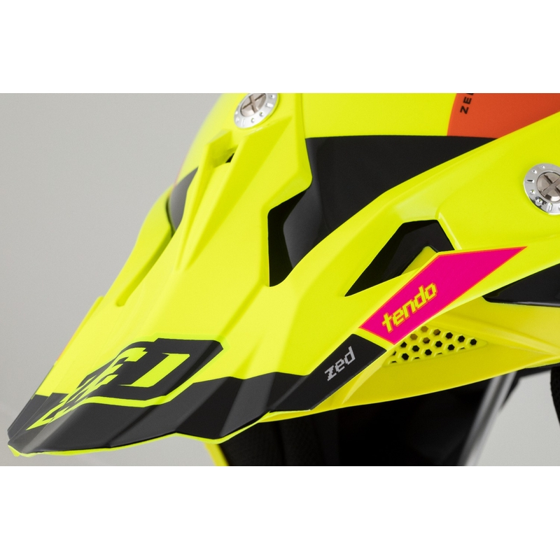 Casca motocross copii ZED X1.9 Tendo galben fluo-roz-portocaliu-negru