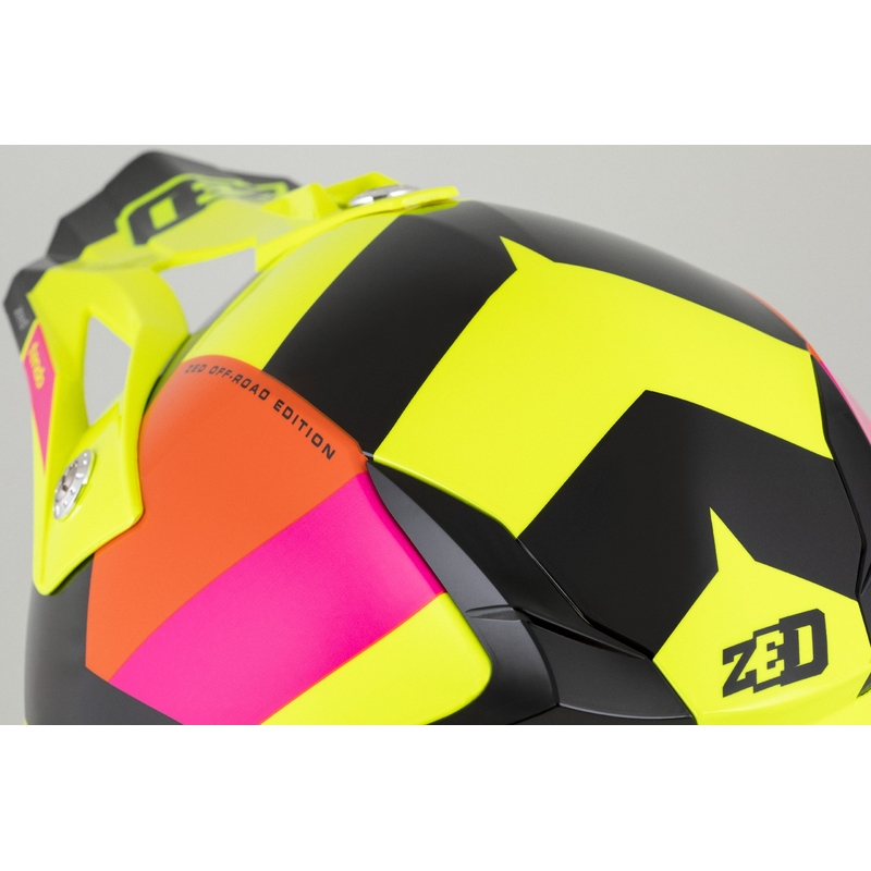 Casca motocross copii ZED X1.9 Tendo galben fluo-roz-portocaliu-negru