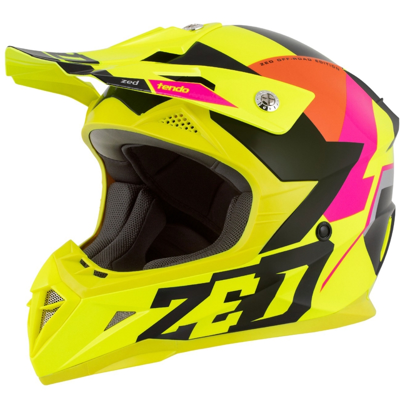 Casca motocross copii ZED X1.9 Tendo galben fluo-roz-portocaliu-negru