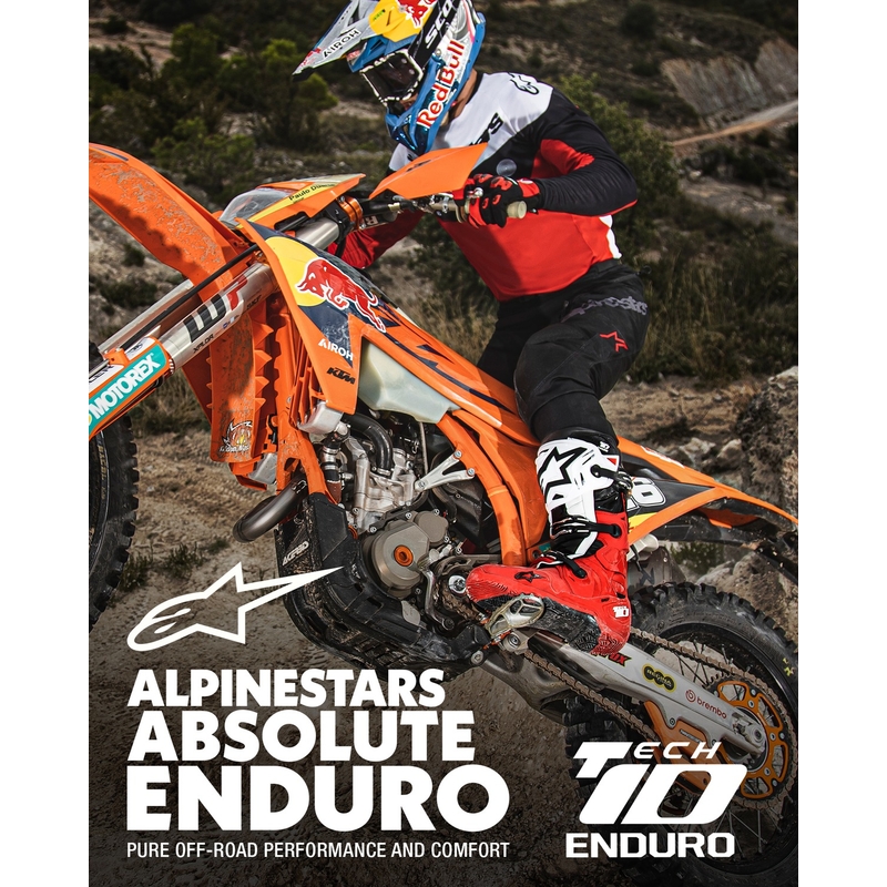 Ghete moto Alpinestars Tech 10 Enduro roșu-negru-alb
