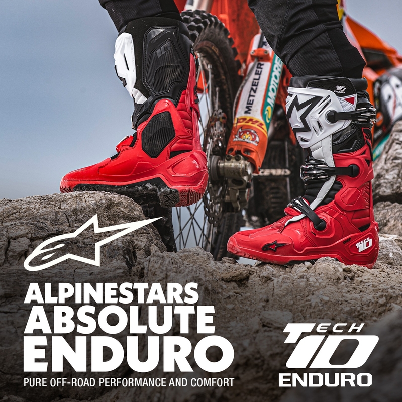 Ghete moto Alpinestars Tech 10 Enduro roșu-negru-alb