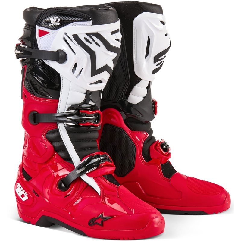 Ghete moto Alpinestars Tech 10 Enduro roșu-negru-alb