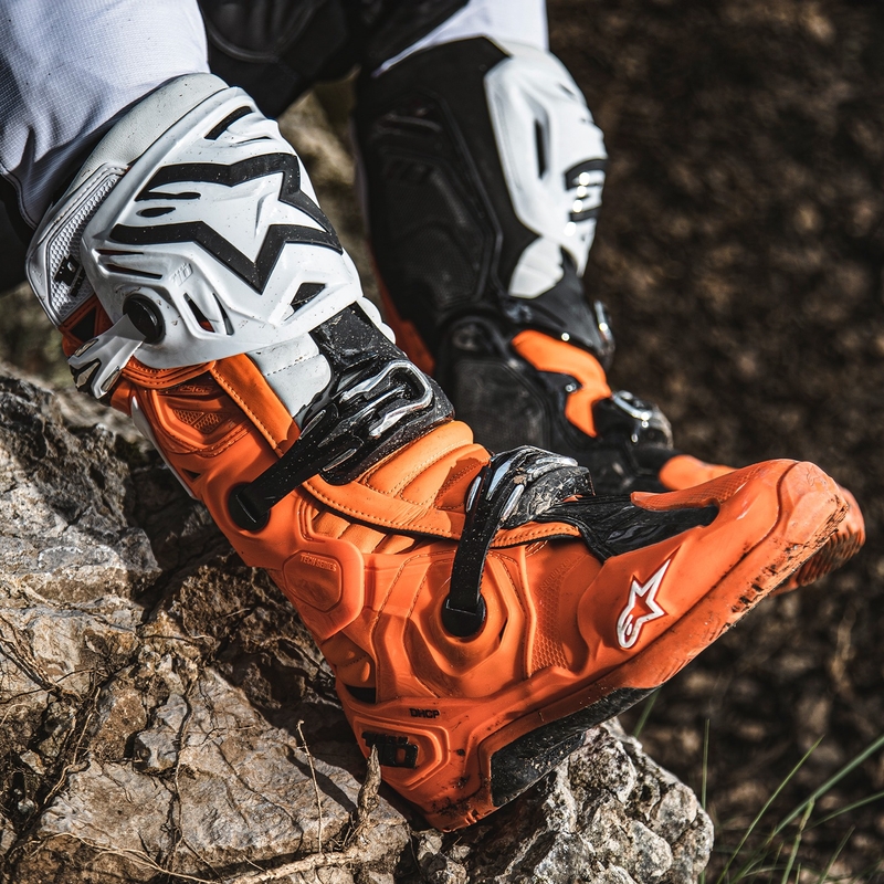 Cizme moto Alpinestars Tech 10 Enduro portocaliu fluo-negru-alb