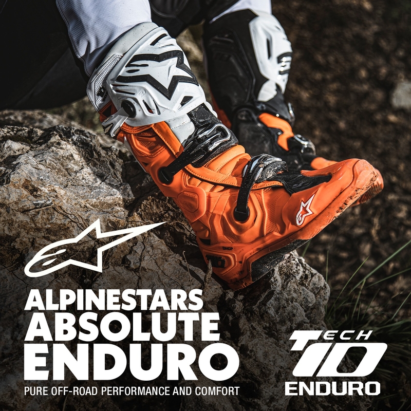 Cizme moto Alpinestars Tech 10 Enduro portocaliu fluo-negru-alb