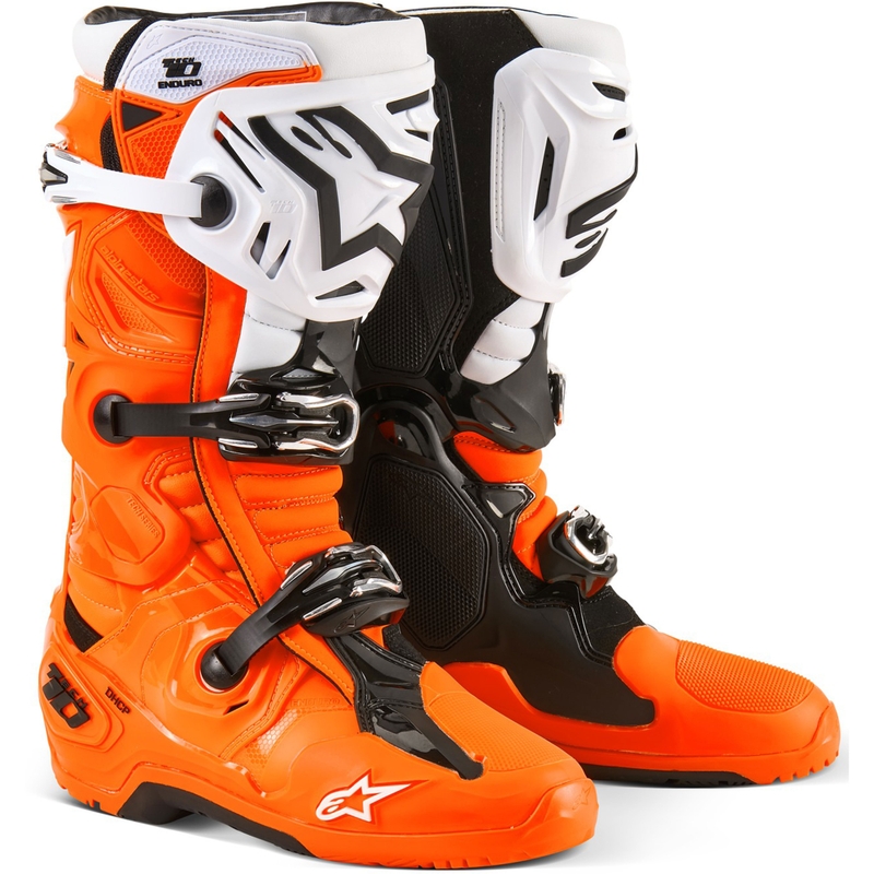 Cizme moto Alpinestars Tech 10 Enduro portocaliu fluo-negru-alb