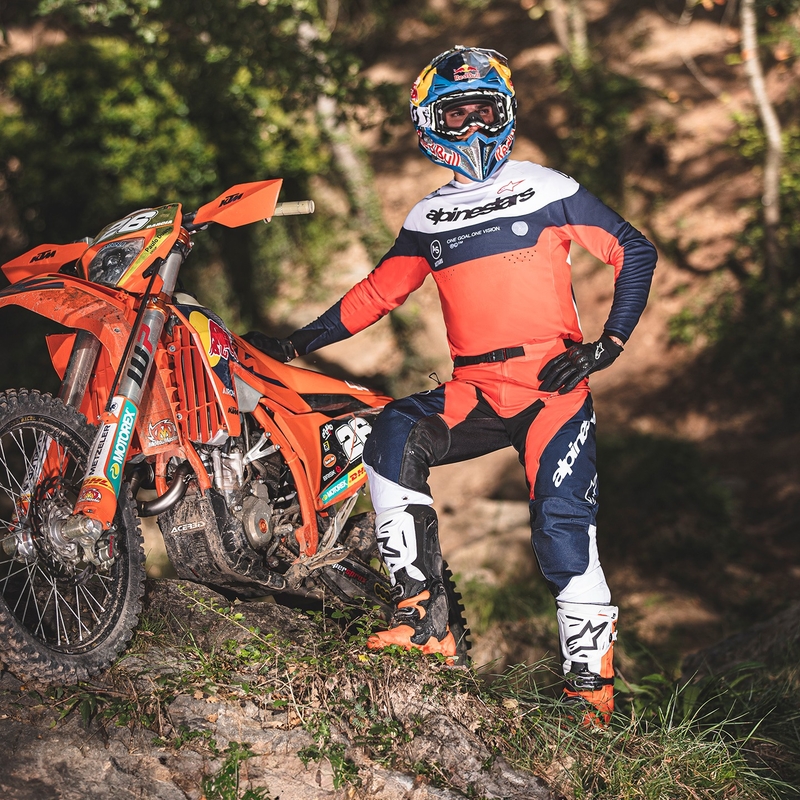 Tricou motocross Alpinestars PRO-Dura albastru-portocaliu-alb
