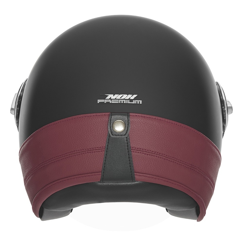 Cască de motocicletă deschisă NOX PREMIUM Heritage negru mat cu piele roșie