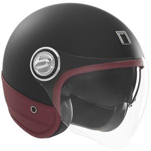 Casca moto deschisa NOX PREMIUM neagra mat cu piele rosie