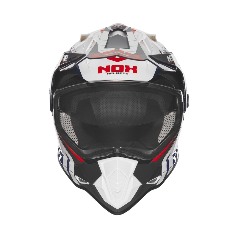 Casca moto enduro NOX N312 Vapor alb-negru-albastru