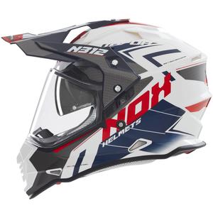 Casca moto enduro NOX N312 Vapor alb-negru-albastru