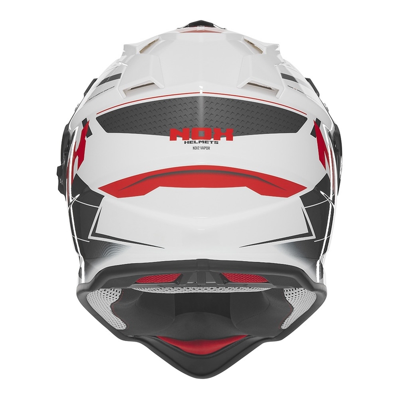 Casca moto enduro NOX N312 Vapor alb-negru-rosu