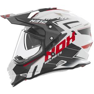 Casca moto enduro NOX N312 Vapor alb-negru-rosu