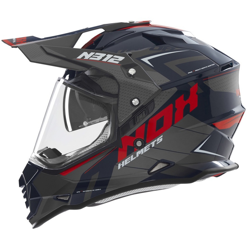 Casca moto enduro NOX N312 Vapor negru-albastru-rosu