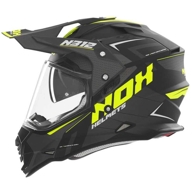 Casca moto enduro NOX N312 Vapor negru-galben mat