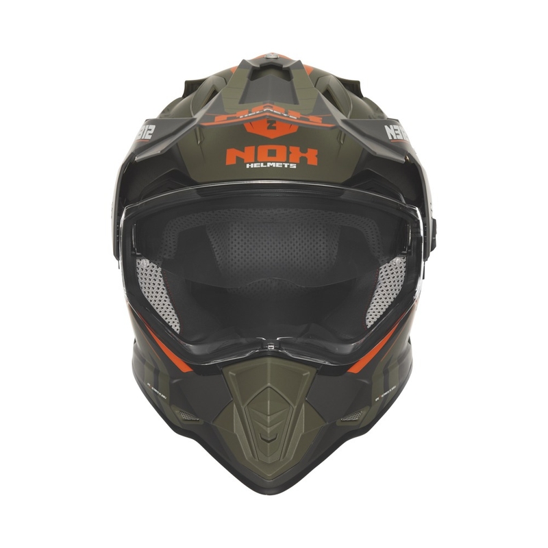 Casca moto enduro NOX N312 Vapor mat kaki-portocaliu