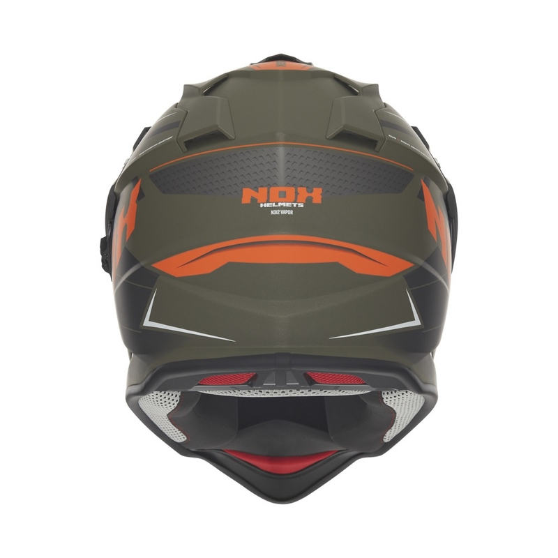 Casca moto enduro NOX N312 Vapor mat kaki-portocaliu