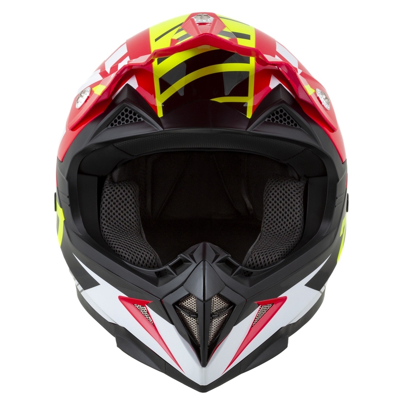 Casca Motocross Motocross ZED X1.9D Targa Rosu-Galben Fluo-Negru-Alb