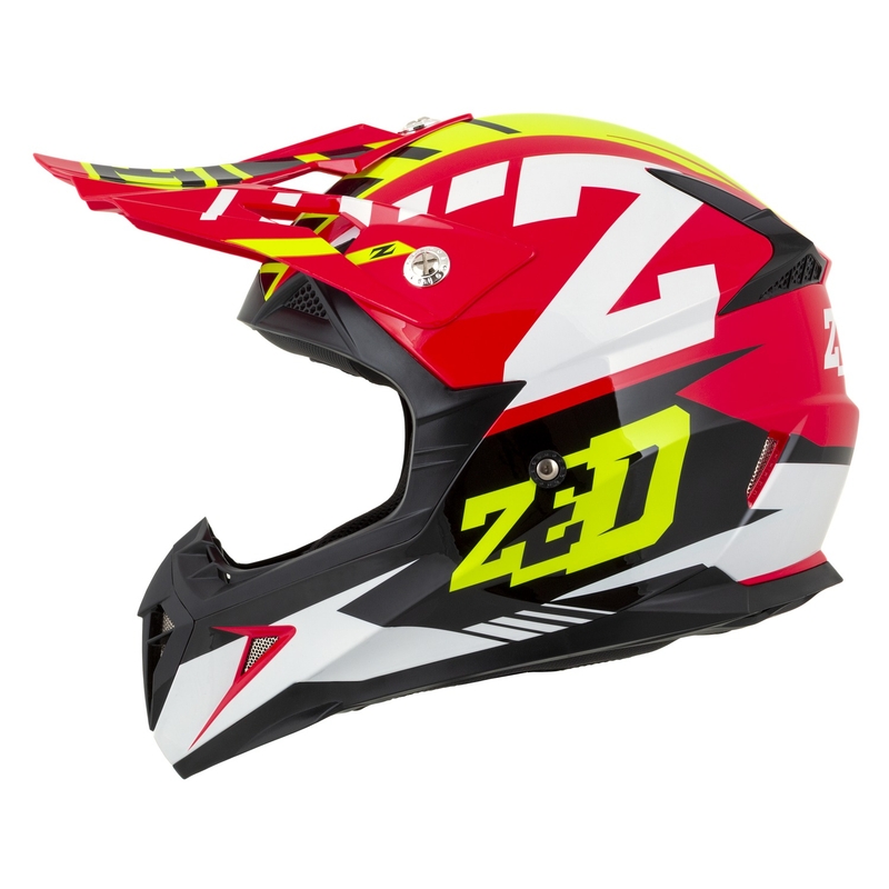 Casca Motocross Motocross ZED X1.9D Targa Rosu-Galben Fluo-Negru-Alb