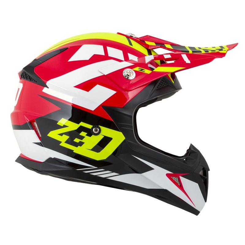 Casca Motocross Motocross ZED X1.9D Targa Rosu-Galben Fluo-Negru-Alb