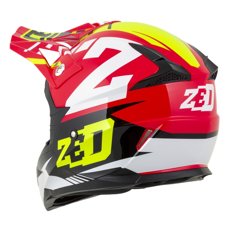 Casca Motocross Motocross ZED X1.9D Targa Rosu-Galben Fluo-Negru-Alb