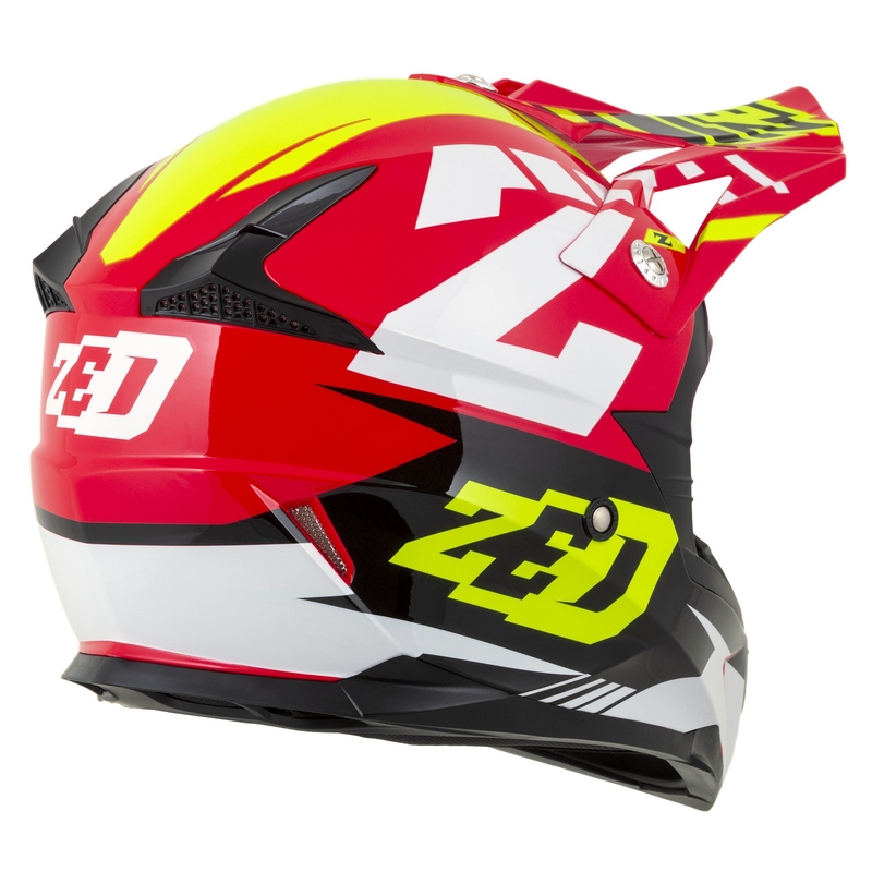 Casca Motocross Motocross ZED X1.9D Targa Rosu-Galben Fluo-Negru-Alb