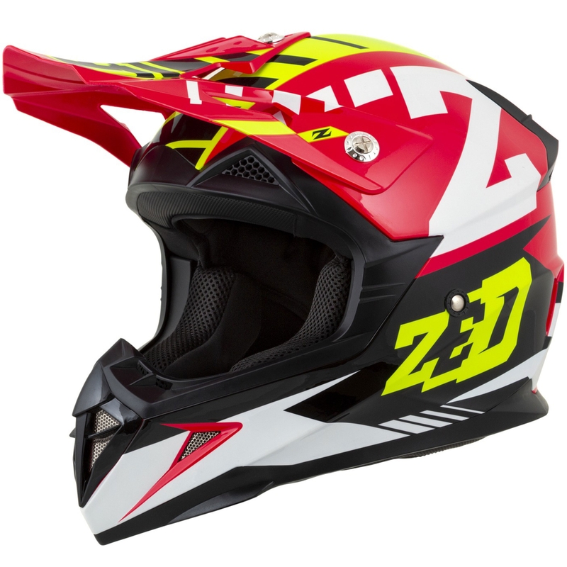 Casca Motocross Motocross ZED X1.9D Targa Rosu-Galben Fluo-Negru-Alb