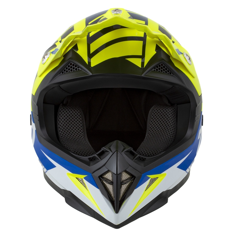 Casca Motocross copii ZED X1.9D Targa Fluo Galben-Albastru-Negru-Alb