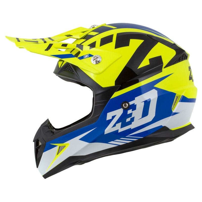 Casca Motocross copii ZED X1.9D Targa Fluo Galben-Albastru-Negru-Alb