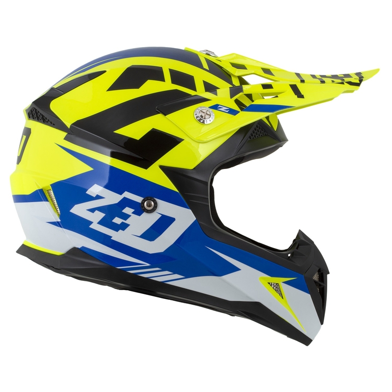 Casca Motocross copii ZED X1.9D Targa Fluo Galben-Albastru-Negru-Alb
