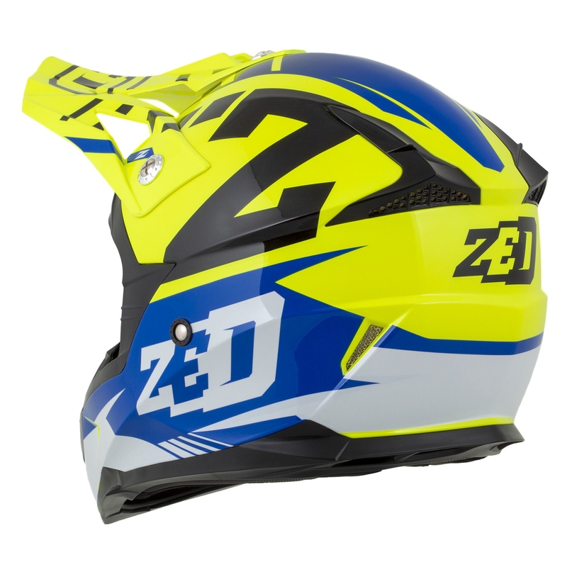 Casca Motocross copii ZED X1.9D Targa Fluo Galben-Albastru-Negru-Alb