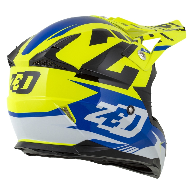 Casca Motocross copii ZED X1.9D Targa Fluo Galben-Albastru-Negru-Alb