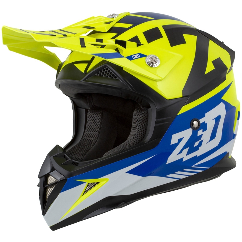 Casca Motocross copii ZED X1.9D Targa Fluo Galben-Albastru-Negru-Alb